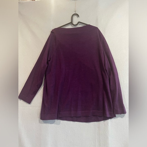 Eileen Fisher Plus Women Purple Cowl Neck Sweater 100% Merino Size 2X - Picture 3 of 8